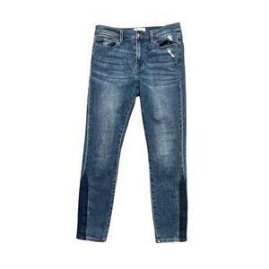 Frame Le High Skinny Denim Jeans Jazz Highwaisted Medium Wash 28 Two-Tone Ankles